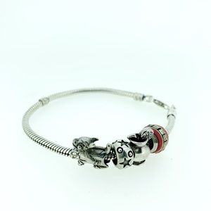 Pandora Sterling Bracelet w several fun beads Dog!